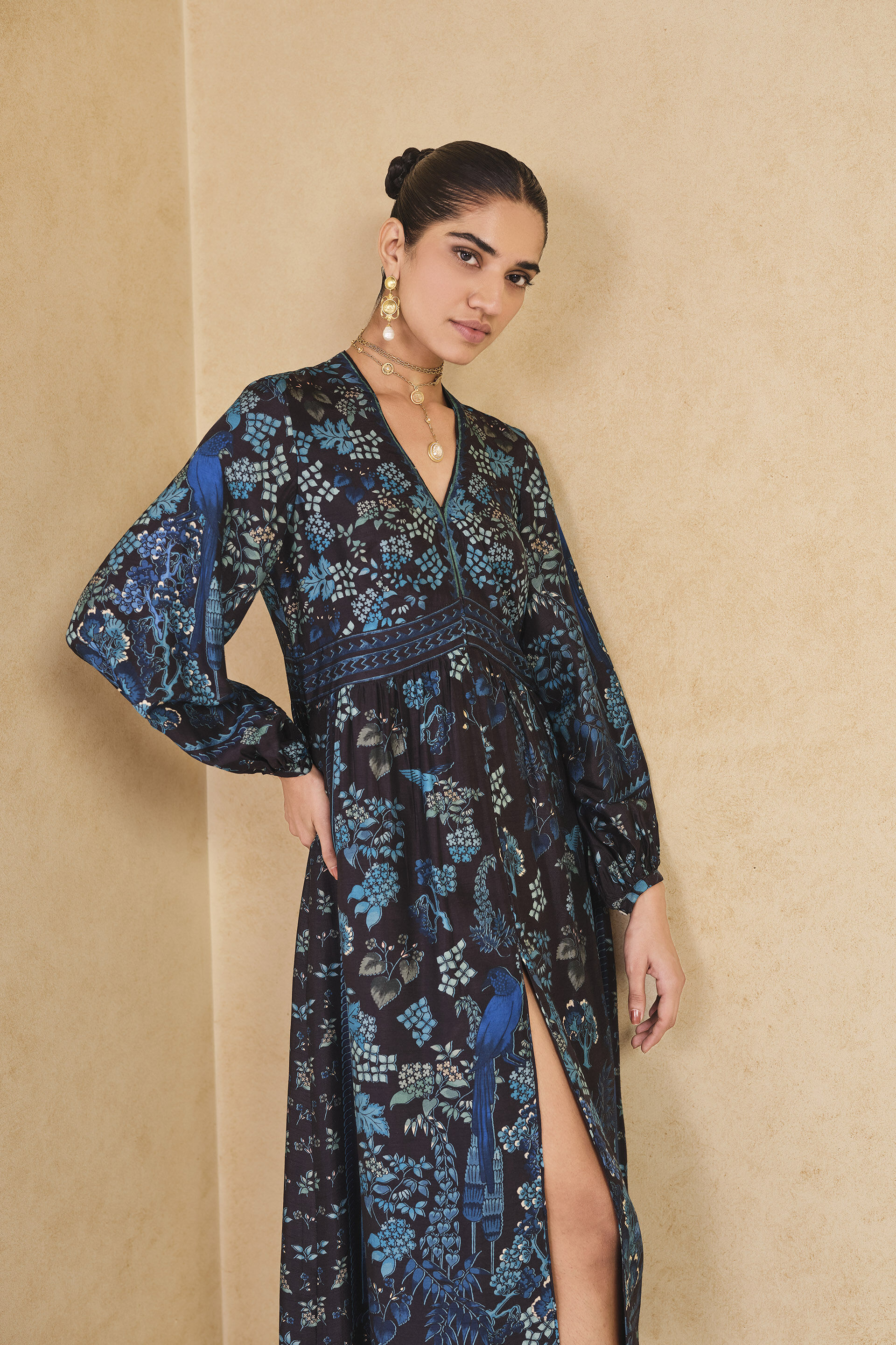 Avis Printed Silk Dress - Black, Black, image 4